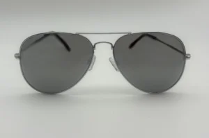 Lunettes de Soleil Aviateur Argent — Verres Gris Miroir Polarisés