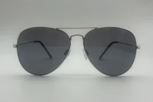 Lunettes de Soleil Aviateur Argent — Verres Gris Polarisés