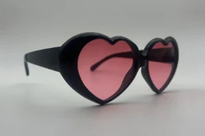 Lunettes de Soleil Coeur Noir — Verres Rose