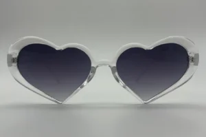Lunettes de Soleil Coeur Transparent — Verres Gris Dégradé