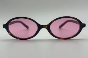 Lunettes de Soleil Ovales Écaille — Verres Rose