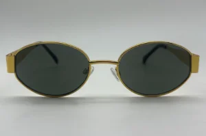 Lunettes de Soleil Ovales Or — Verres Verts