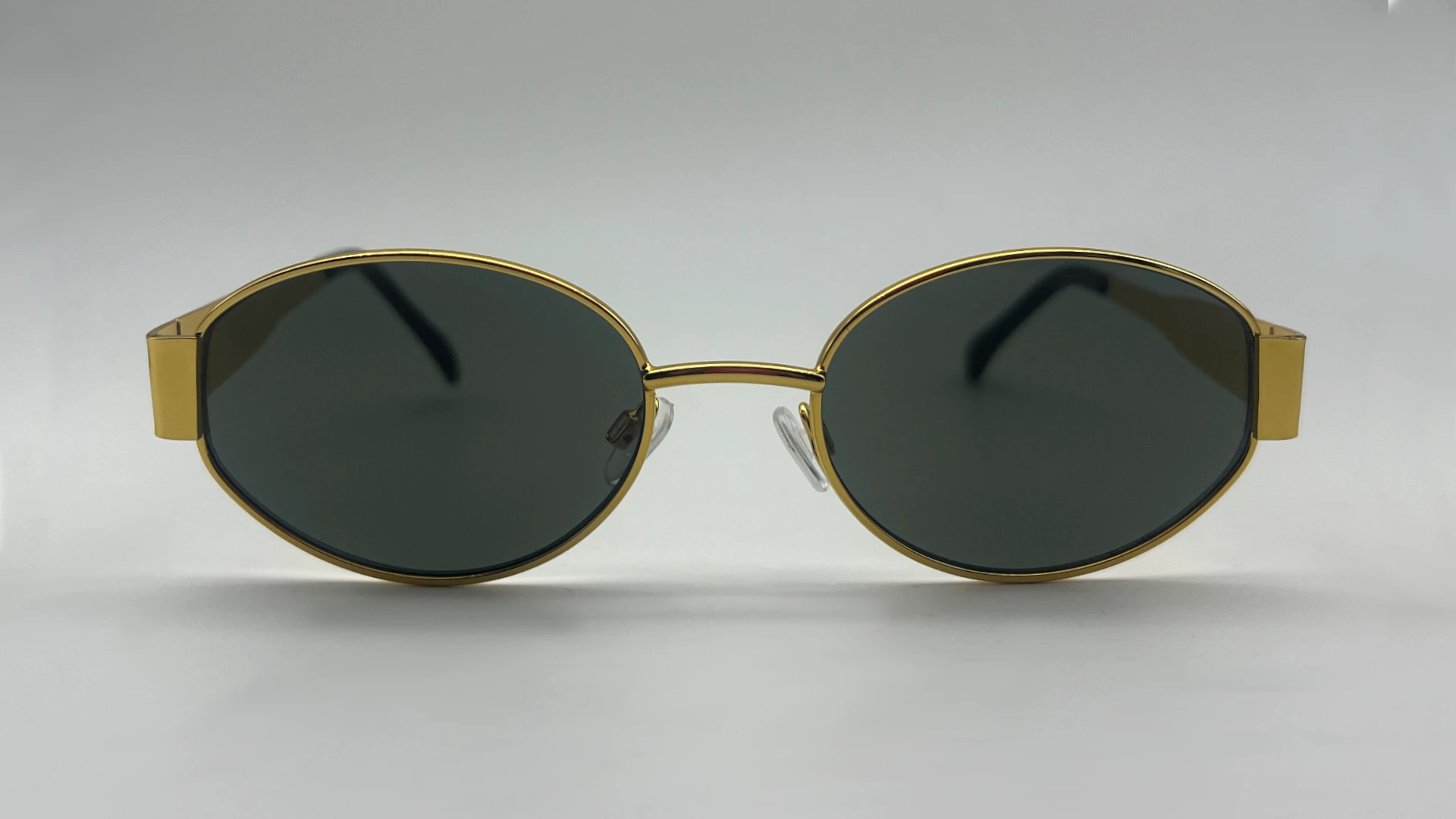 Lunettes de Soleil Ovales Or — Verres Verts
