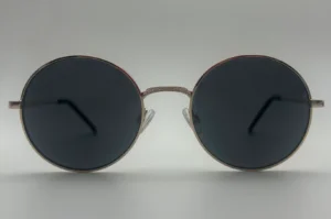 Lunettes de Soleil Rondes Argent — Verres Noirs Polarisés