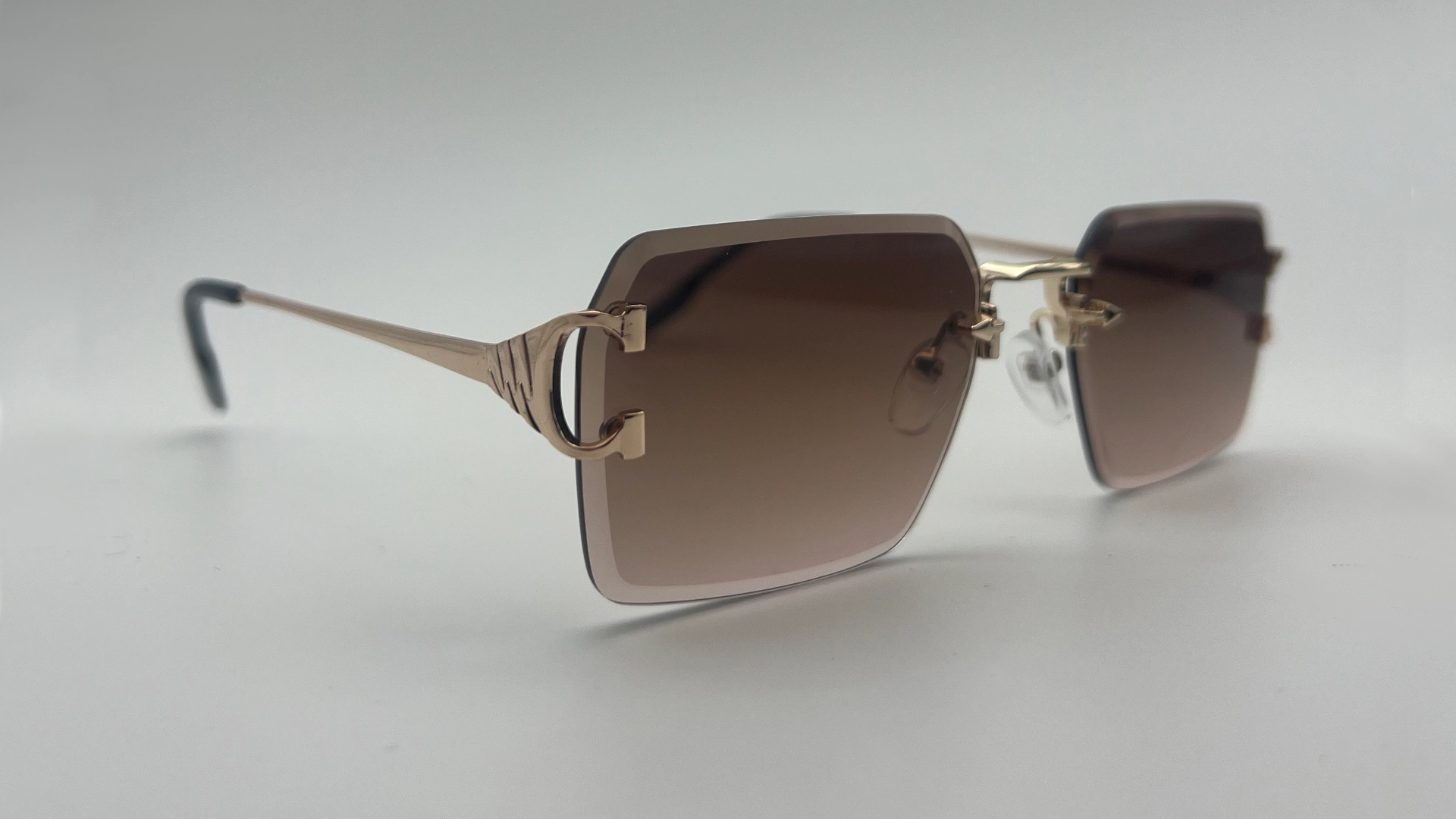 Lunettes de Soleil Sans Monture — Verres Marron Dégradé Polarisés – Image 2