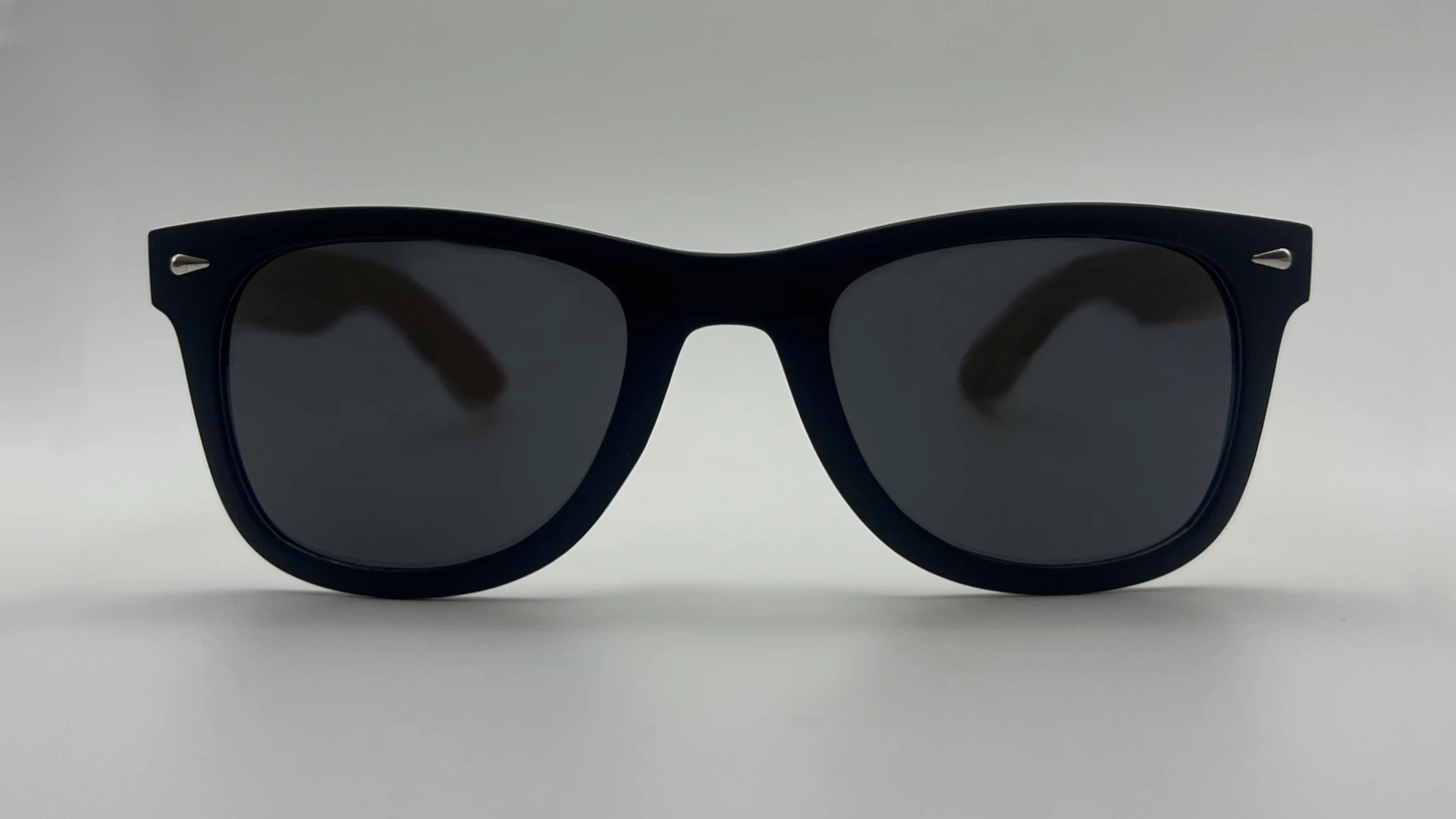 Lunettes de Soleil Style Wayfarer Noir — Branches Bois Polarisés