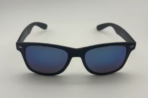Lunettes de Soleil Style Wayfarer Noir — Verres Bleu Miroir Polarisés