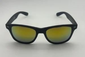 Lunettes de Soleil Style Wayfarer Noir — Verres Vert Miroir Polarisés